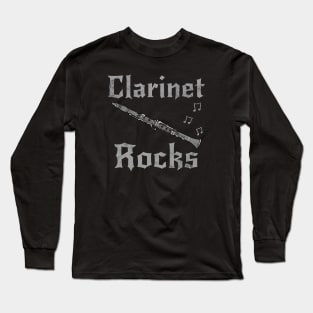 Clarinet Rocks, Clarinetist Goth Heavy Rock Musician Long Sleeve T-Shirt